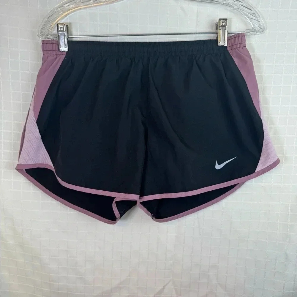 Nike Dri-Fit Women’s Shorts Size Medium Black Purple Drawstring Running Shorts